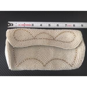 Vintage White Beaded Clutch Bag La Regale Japan Special Occasion Bride Evening